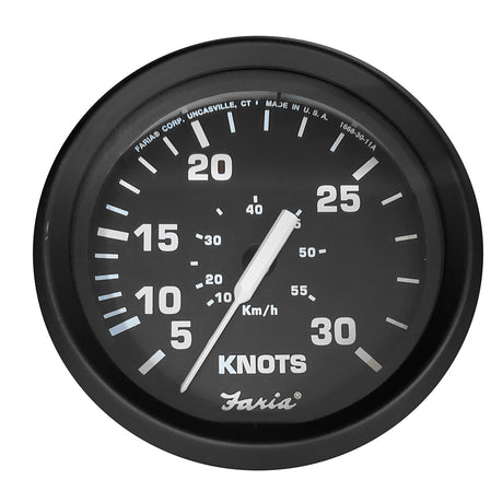 Faria Euro Black 4" 30 Knot Speedometer for Mechanical Pitot Tube - 32809