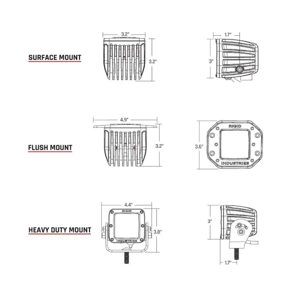 RIGID Industries D-Series Pro Dually Spot Surface Mount Pair - Midnight Edition - 202213BLK