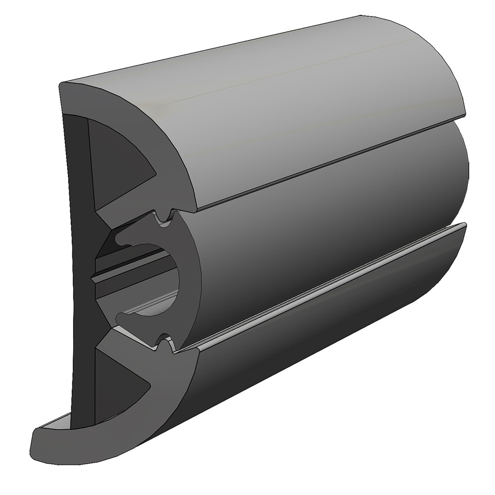 TACO SuproFlex Rub Rail Kit w/Flex Chrome Insert - 2"H x 1.2"W x 80'L - V11-9990GRD80-2