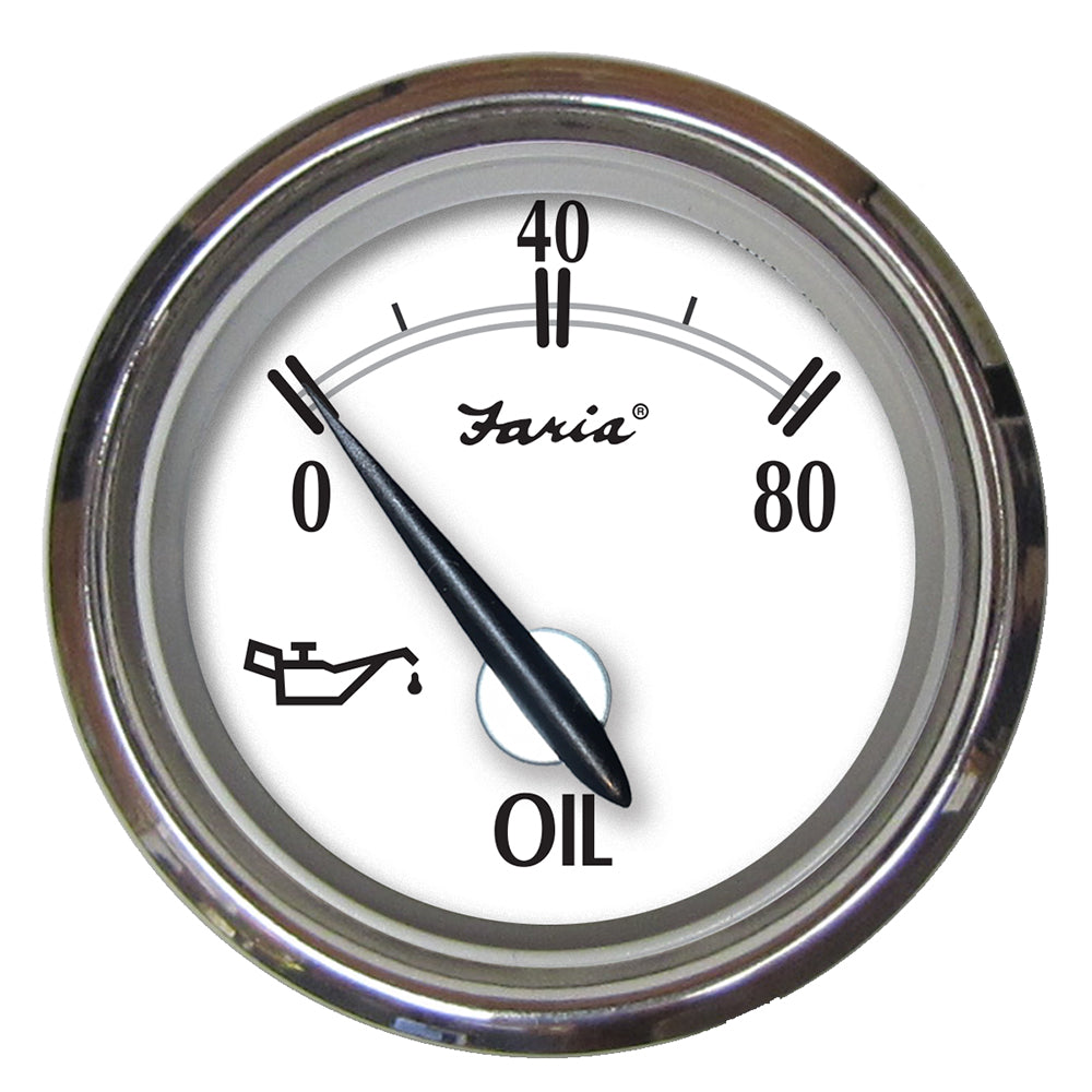 Faria Newport SS 2" Oil Pressure Gauge - 0 to 80 PSI - 25001