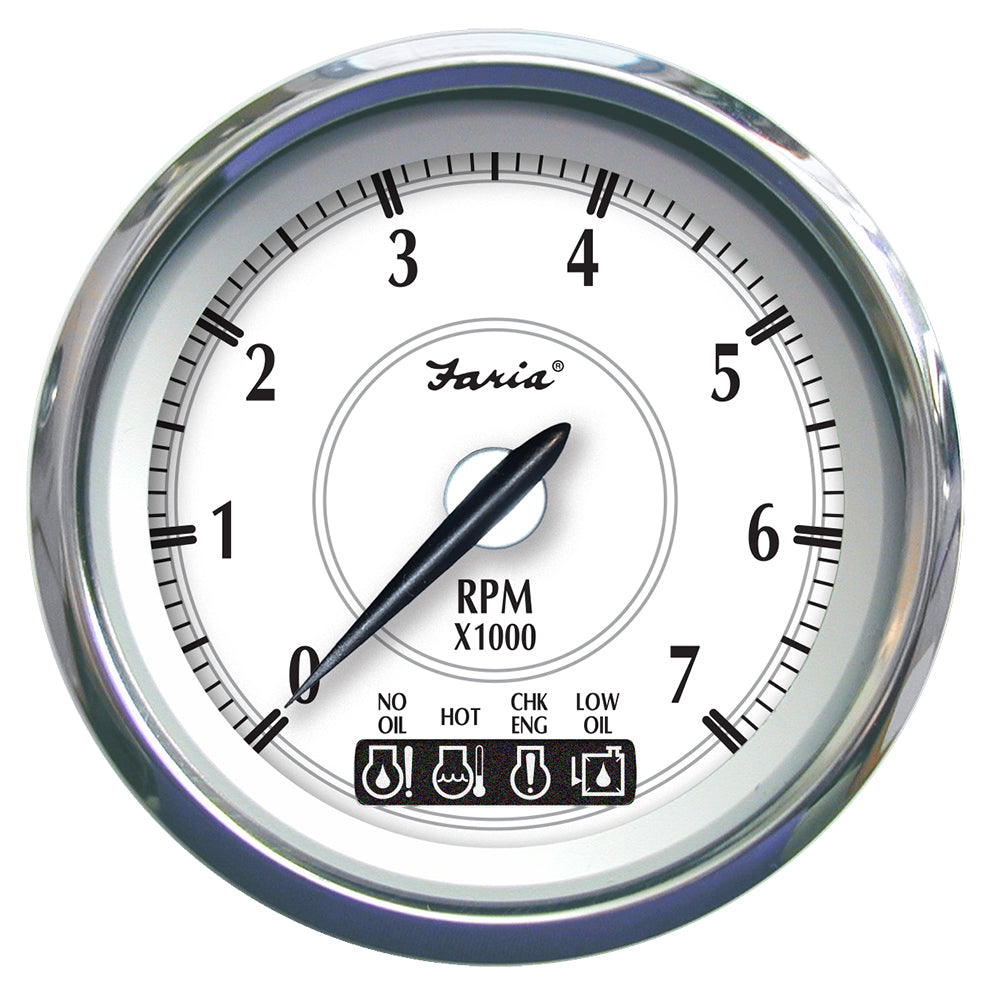 Faria Newport SS 4" Tachometer w/System Check Indicator for Johnson/Evinrude Gas Outboard - 7000 RPM - 45000