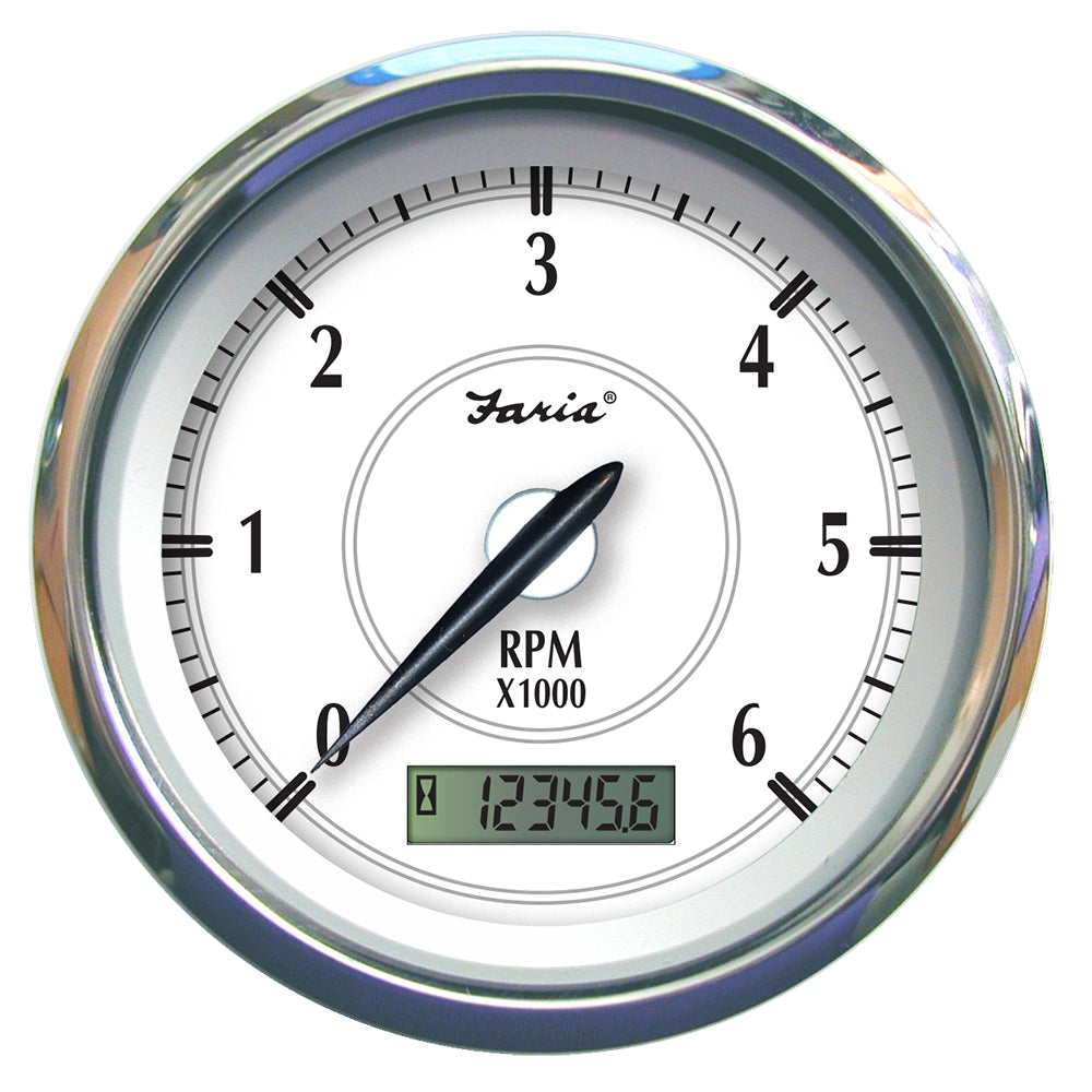 Faria Newport SS 4" Tachometer w/Hourmeter for Gas Inboard - 6000 RPM - 45004