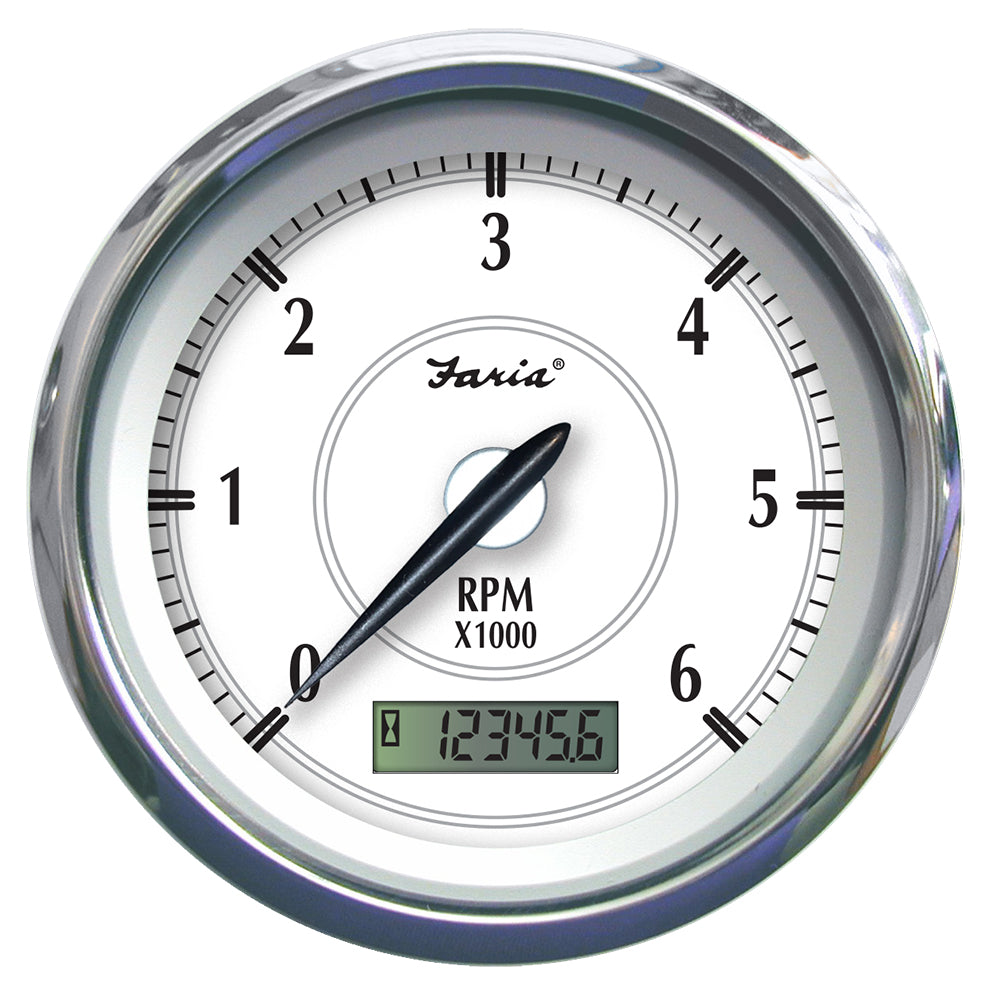 Faria Newport SS 4" Tachometer w/Hourmeter for Gas Outboard - 7000 RPM - 45005