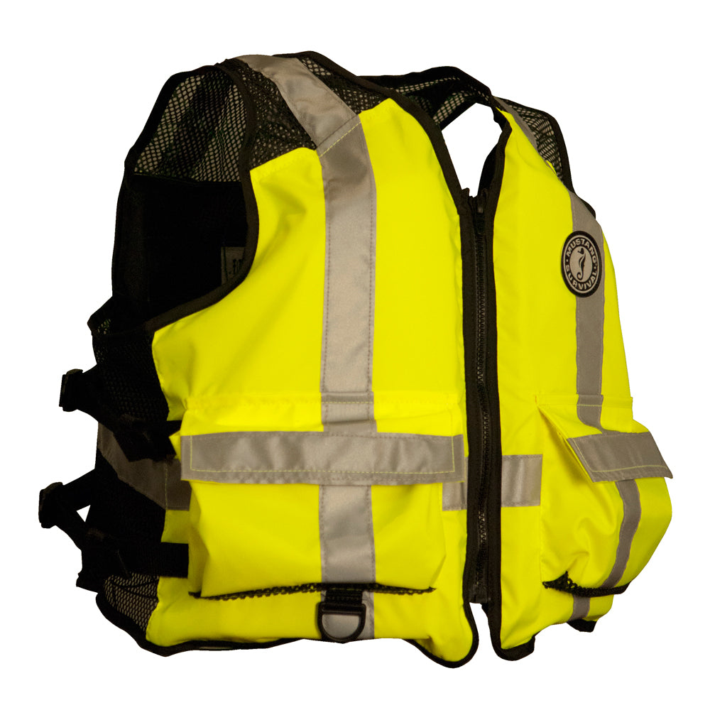 Mustang High Visibility Industrial Mesh Vest - Fluorescent Yellow/Green - S/M - MV1254T3-239-S/M-216