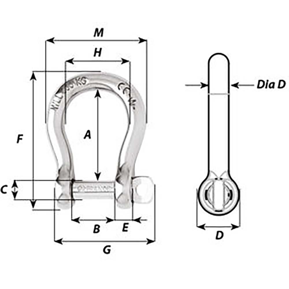 Wichard Self-Locking Bow Shackle - Diameter 4mm - 5/32" - 1241