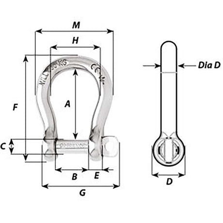 Wichard Self-Locking Bow Shackle - Diameter 6mm - 1/4" - 1243