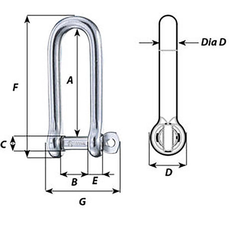 Wichard Captive Pin Long D Shackle - Diameter 4mm - 5/32" - 1411