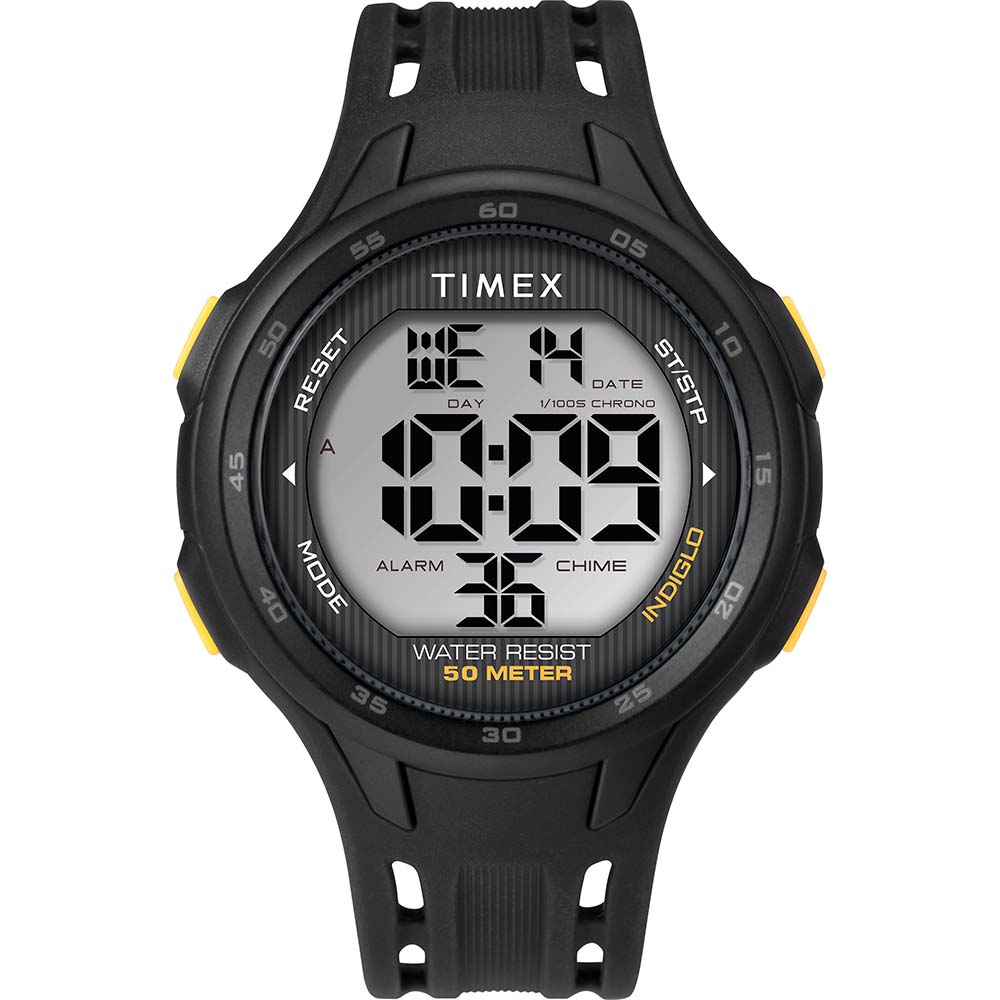Timex DGTL 45mm Men's Watch - Black/Yellow Case - Black Strap - TW5M41400
