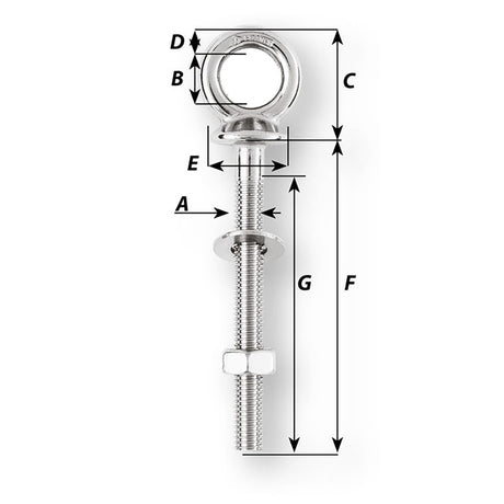 Wichard Eye Bolt - Diameter 15/32" - Length 1-9/16" - 6490