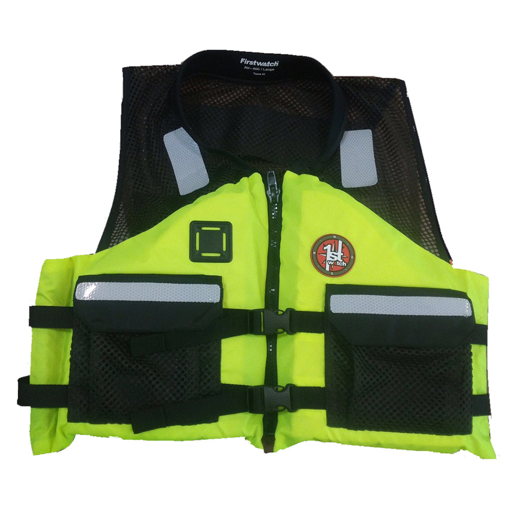 First Watch AV-5001 Crew Vest - Hi-Vis Yellow - Small to Medium - AV-5001-HV-S/M