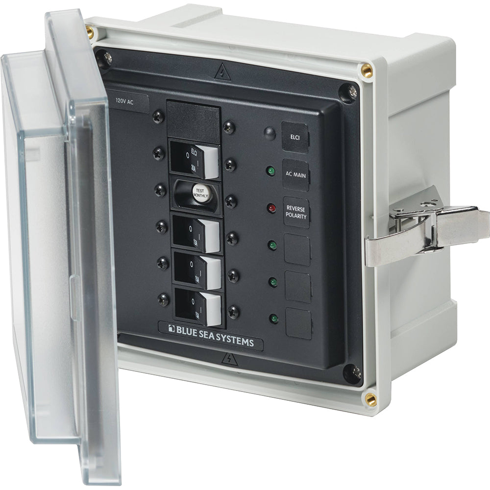 Blue Sea 3128 - SMS Panel Enclosure with ELCI (30A) & 3 Branch (15A) - 120V AC - 3128