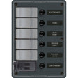 Blue Sea 8121 - 5 Position Contura Switch Panel with Dual USB Chargers - 12/24V DC - Black - 8121