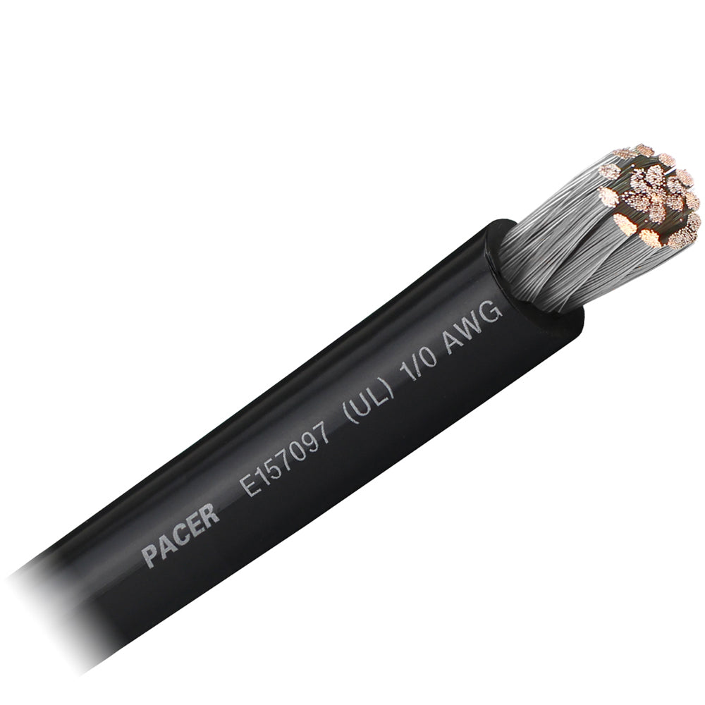 Pacer Black 1/0 AWG Battery Cable - Sold By The Foot - WUL1/0BK-FT