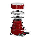 Magma Nestable 10 Piece Induction Non-Stick Enamel Finish Cookware Set - Magma Red - A10-366-MR-2-IN