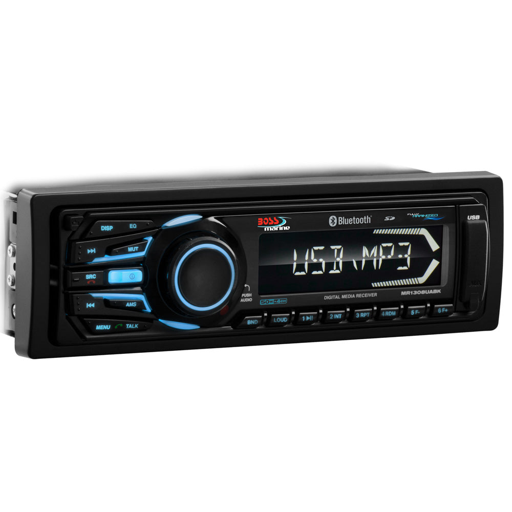 Boss Audio MR1308UABK Bluetooth® - Fully Marinized MP3-Compatible Digital Media Receiver w/USB & SD Memory Card Ports & Aux Input - MR1308UABK