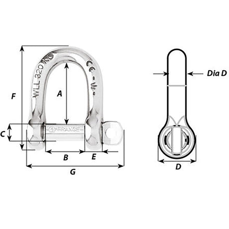 Wichard Self-Locking D Shackle - 12mm Diameter - 15/32" - 1206