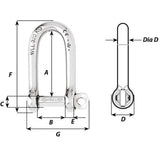 Wichard Self-Locking Long D Shackle - 10mm Diameter - 13/32" - 1215