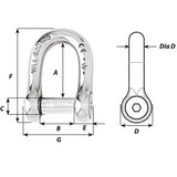 Wichard Self-Locking Allen Head Pin D Shackle - 6mm Diameter - 1/4" - 1303