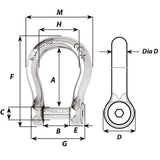 Wichard Self-Locking Allen Head Pin Bow Shackle - 12mm Diameter - 15/32" - 1346