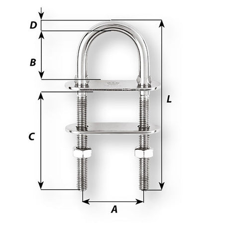 Wichard U-Bolt Pad Eye - 5mm Diameter - 13/64" - 60mm Length - 2-23/64" - 6512