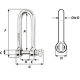 Wichard HR Long D Shackle - 10mm Diameter - 25/64" - 11215