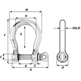 Wichard HR Bow Shackle - 8mm Pin Diameter - 11244