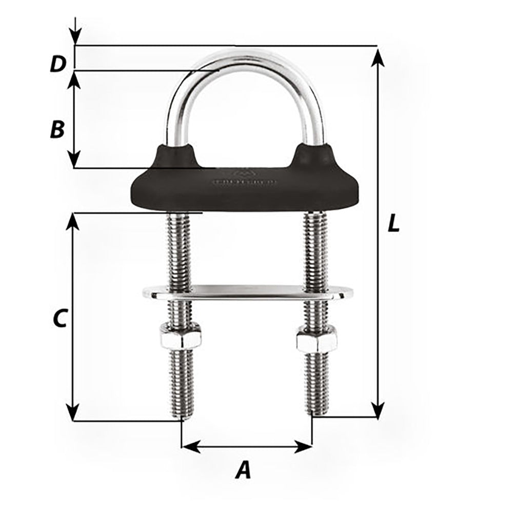 Wichard Black Watertight U-Bolt - 6mm Diameter - 15/64" - 70mm Length - 2-3/4" - 65331