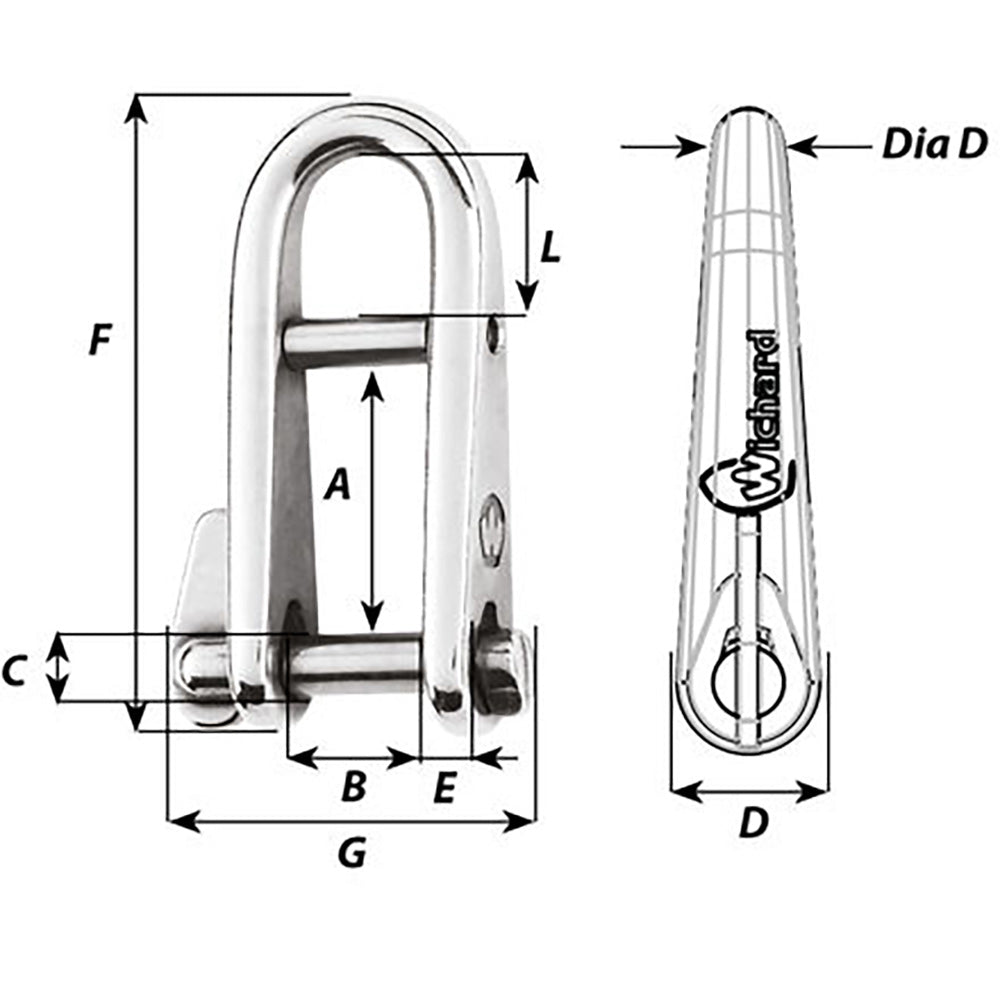 Wichard HR Key Pin Shackle With Bar - 5mm Pin Diameter - 91432