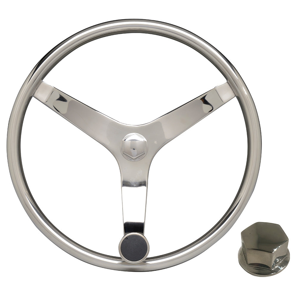 Uflex - V46 - 13.5" Stainless Steel Steering Wheel w/Speed Knob & Chrome Nut - V46 KIT