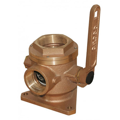 GROCO 4" Bronze Flanged Seacock & Adaptor w/3" NPT Side Port - SBV-4000-P