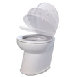 Jabsco Deluxe Flush 17" Angled Back 12V Raw Water Electric Marine Toilet w/Remote Rinse Pump & Soft Close Lid - 58220-3012