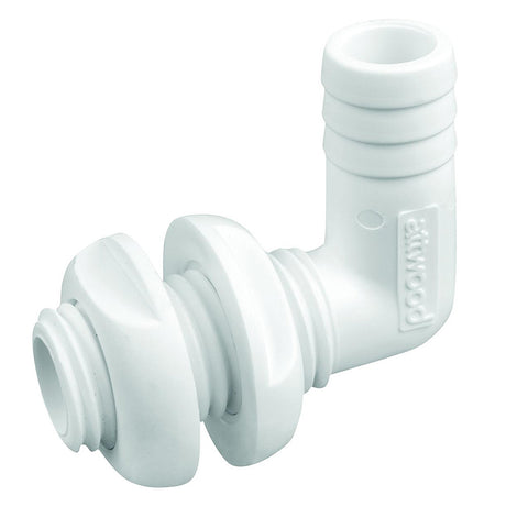 Attwood White Plastic 90 Degree Thru-Hull Connector - 3/4" Inner Diameter - 3877-3