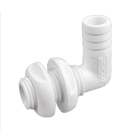 Attwood White Plastic 90 Degree Thru-Hull Connector - 1-1/8" Inner Diameter - 3879-3