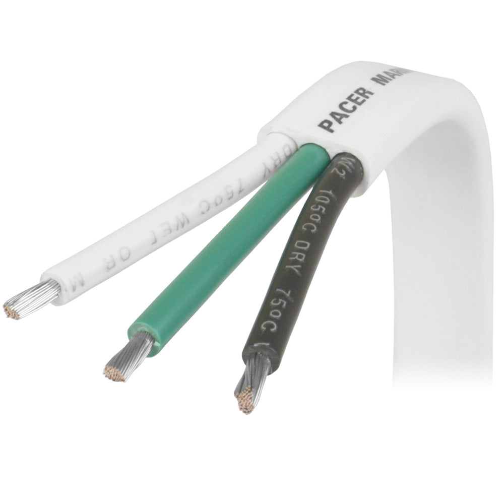 Pacer 16/3 AWG Triplex Cable - Black/Green/White - Sold By The Foot - W16/3-FT