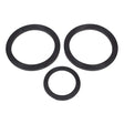 Perko rubber gasket kit for size 8, 9, and 10 strainers, three black rubber gaskets