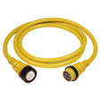 Marinco 50AMP 12-foot yellow shore power cable with heavy-duty marine-grade construction and UV-resistant jacket