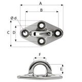 Wichard Diamond Pad Eye - Round - 60mm Length (2-23/64") - M5 Screw - 6644