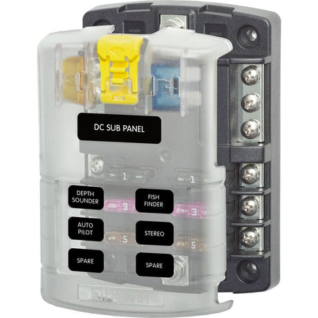 Blue Sea 5025 ST Blade Fuse Block w/Cover - 6 Circuit w/Negative Bus - 5025 - Anchor Express