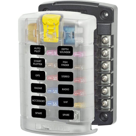 Blue Sea 5029 ST Blade Fuse Block w/Cover - 12 Circuit w/o Negative Bus - 5029 - Anchor Express