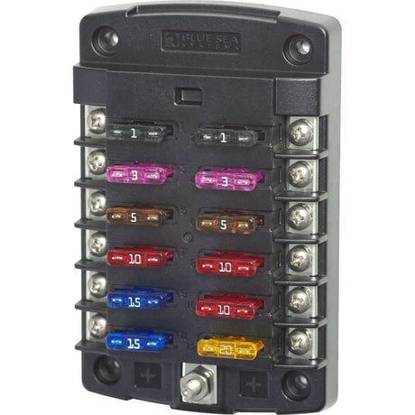 Blue Sea 5034 ST Blade Fuse Block w/out Cover - 12 Circuit w/out Negative Bus - 5034 - Anchor Express