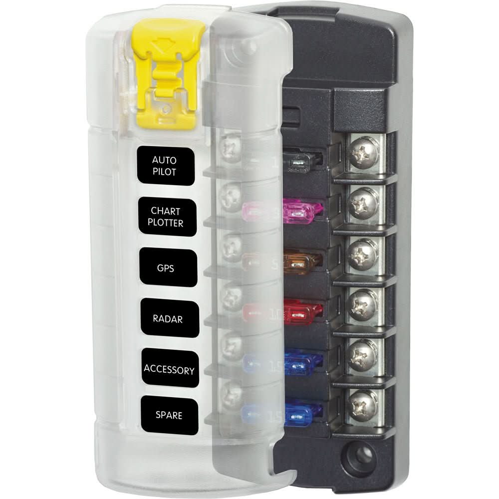 Blue Sea 5035 ST Blade Fuse Block w/Cover - 6 Circuit Independent w/o Negative Bus - 5035 - Anchor Express