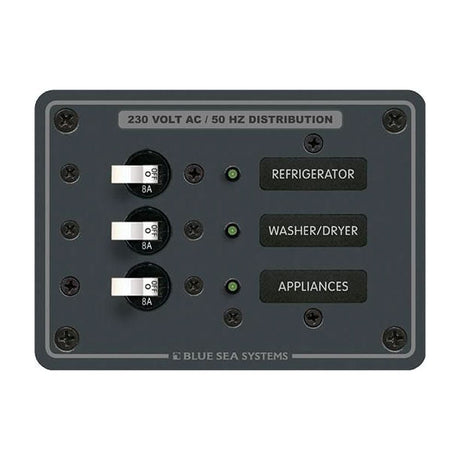 Blue Sea 8158 AC 3 Position 230V (European) Breaker Panal - 8158 - Anchor Express