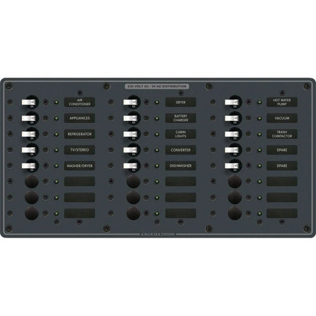 Blue Sea 8165 AV 24 Position 230v (European) Breaker Panel - White Switches - 8165 - Anchor Express