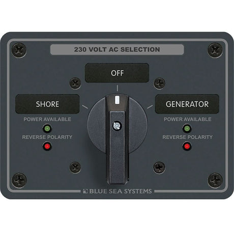 Blue Sea 8357 AC Rotary Switch Panel 65 Ampere 2 Position + OFF, 2 Pole - 8357 - Anchor Express