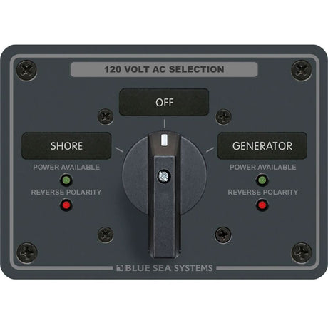 Blue Sea 8365 AC Rotary Switch Panel 65 Ampere 2 Positions + OFF, 2 Pole - 8365 - Anchor Express