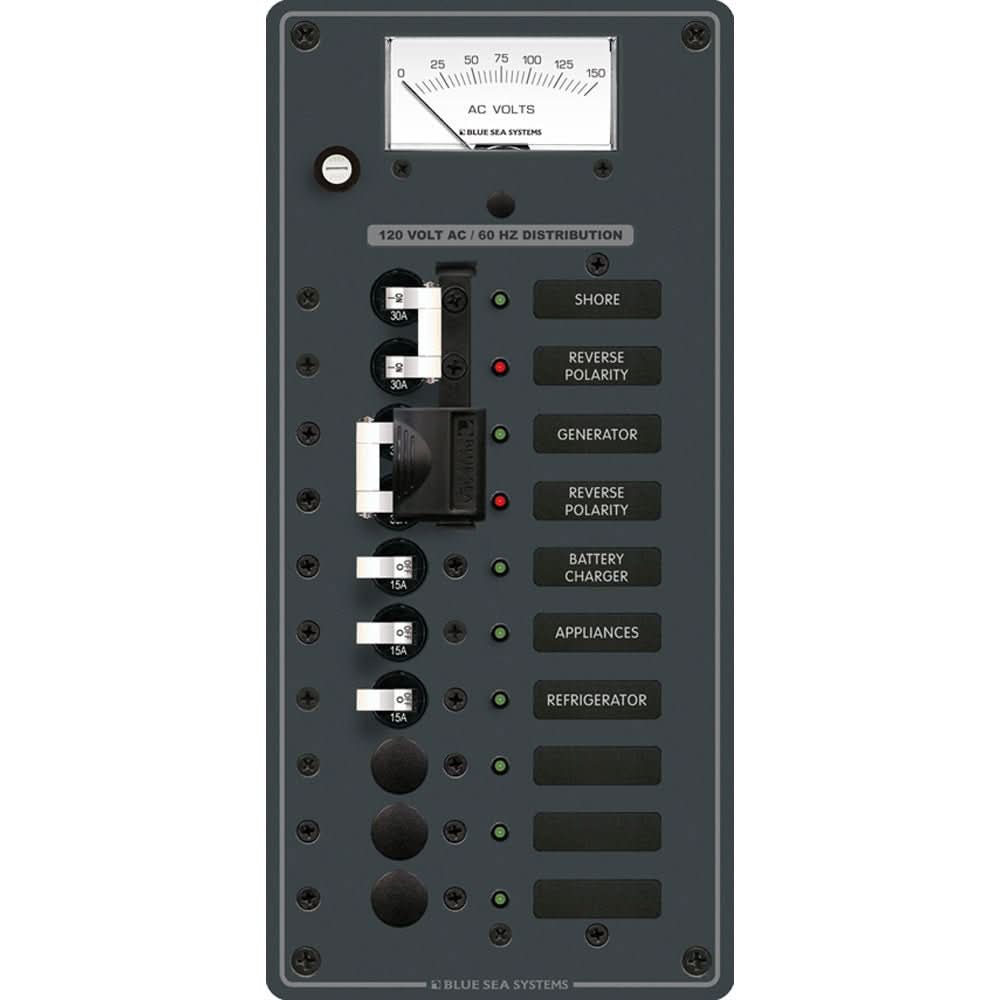 Blue Sea 8489 Breaker Panel - AC 2 Sources + 6 Positions - White - 8489 - Anchor Express