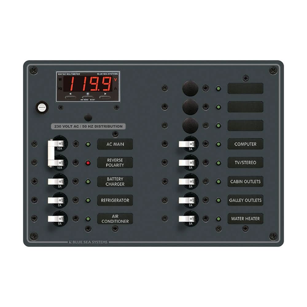 Blue Sea 8507 Breaker Panel - AC Main + 11 Position (European) - White - 8507 - Anchor Express