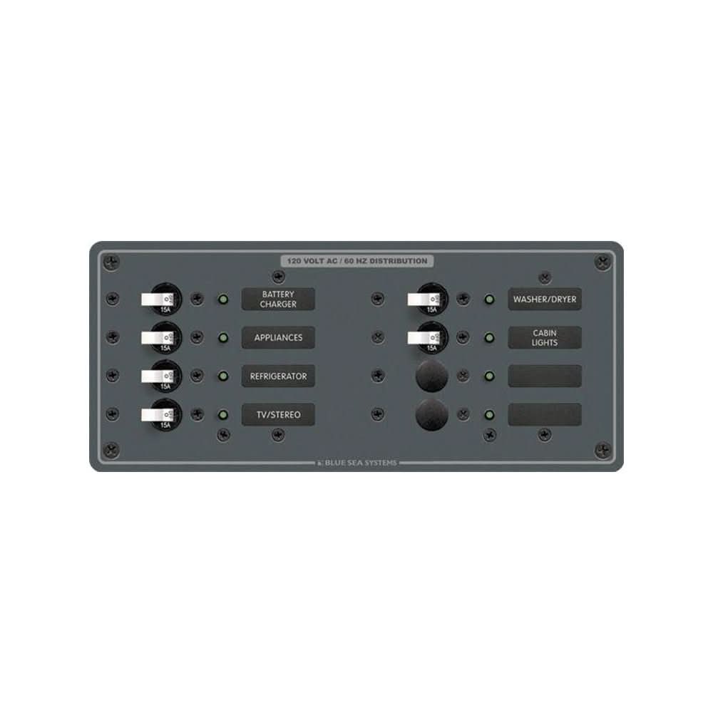 Blue Sea 8511 AC 8 Position 230v (European) Breaker Panel (White Switches - 8511 - Anchor Express