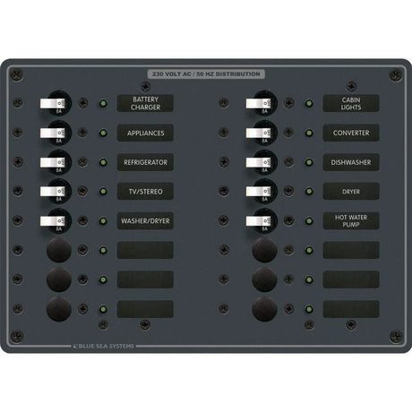 Blue Sea 8561 AC 16 Position 230v (European) Breaker Panel (White Switches) - 8561 - Anchor Express
