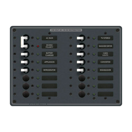 Blue Sea 8564 Breaker Panel - AC Main + 14 Positions (European) - White - 8564 - Anchor Express